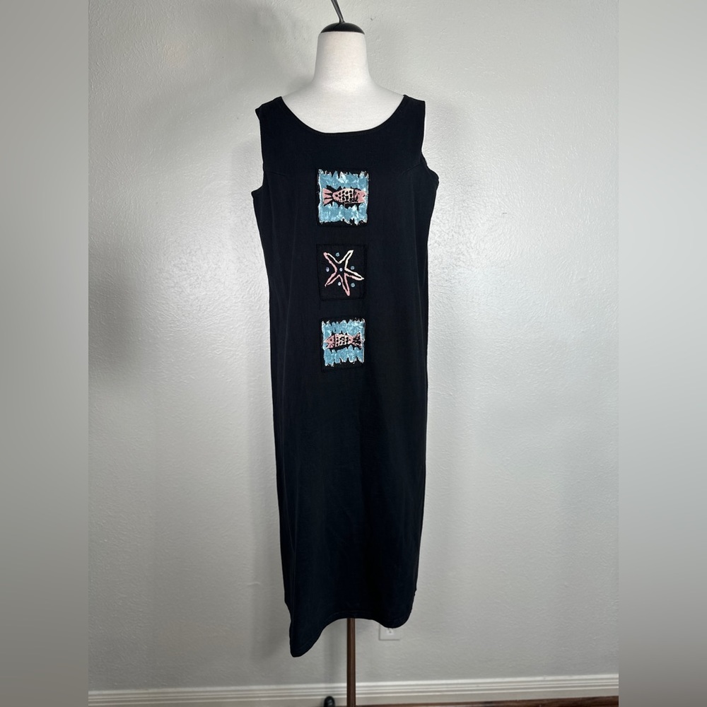 Vintage Viva City black cotton tank dress size Medium